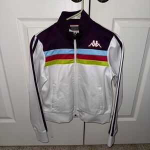 Vintage Kappa White and Purple Italia Italy Track Jacket Girls/Youth Large